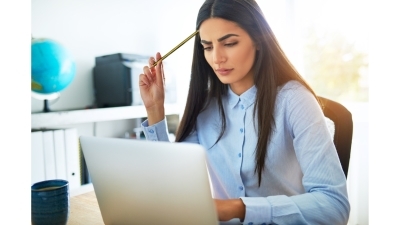 person assessing a career assessment on computer