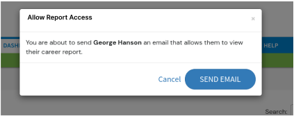 Confirmation dialog for granting report access to examinee