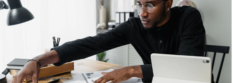 Accountant working at a desk