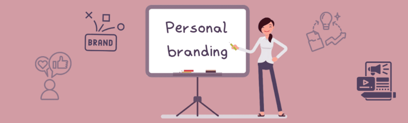 cartoon women holding sign personal branding