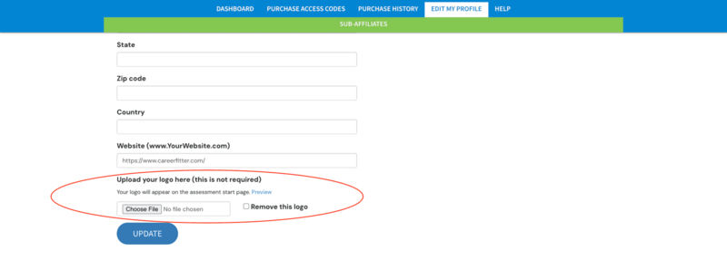 Upload Logo section at the bottom of the Edit My Profile form