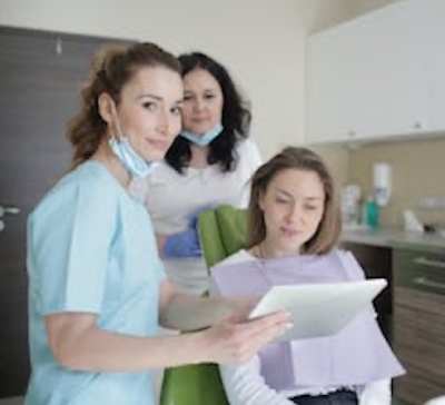 medical worker helps a patient